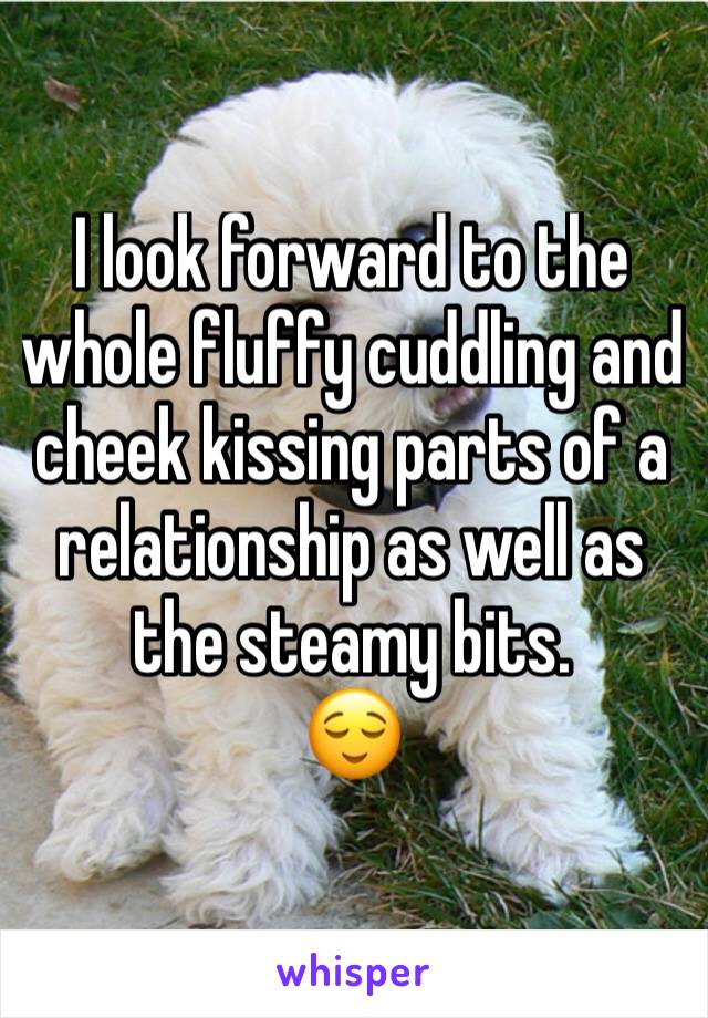 I look forward to the whole fluffy cuddling and cheek kissing parts of a relationship as well as the steamy bits.
😌 