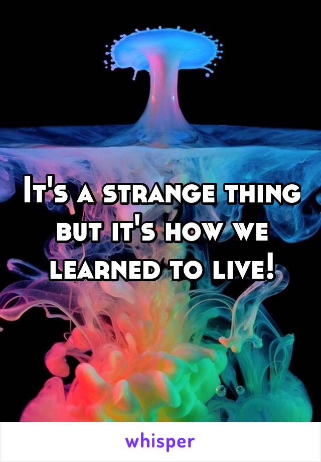 It's a strange thing but it's how we learned to live!