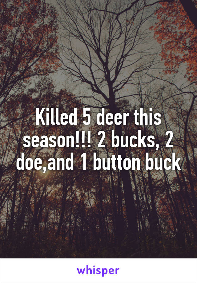 Killed 5 deer this season!!! 2 bucks, 2 doe,and 1 button buck