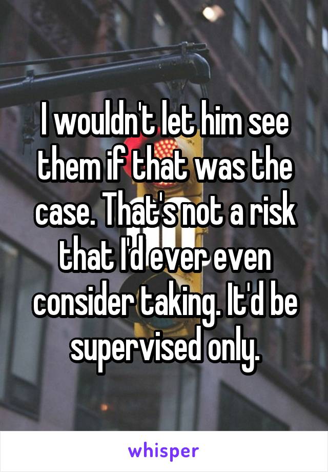 I wouldn't let him see them if that was the case. That's not a risk that I'd ever even consider taking. It'd be supervised only.