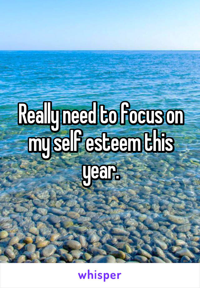 Really need to focus on my self esteem this year.