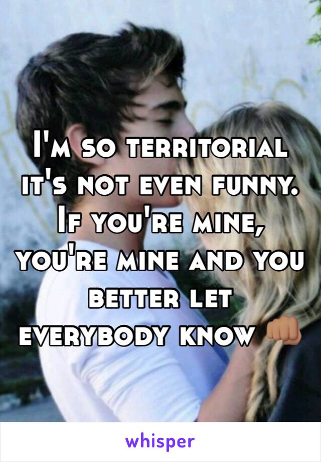 I'm so territorial it's not even funny. If you're mine, you're mine and you better let everybody know 👊🏽 