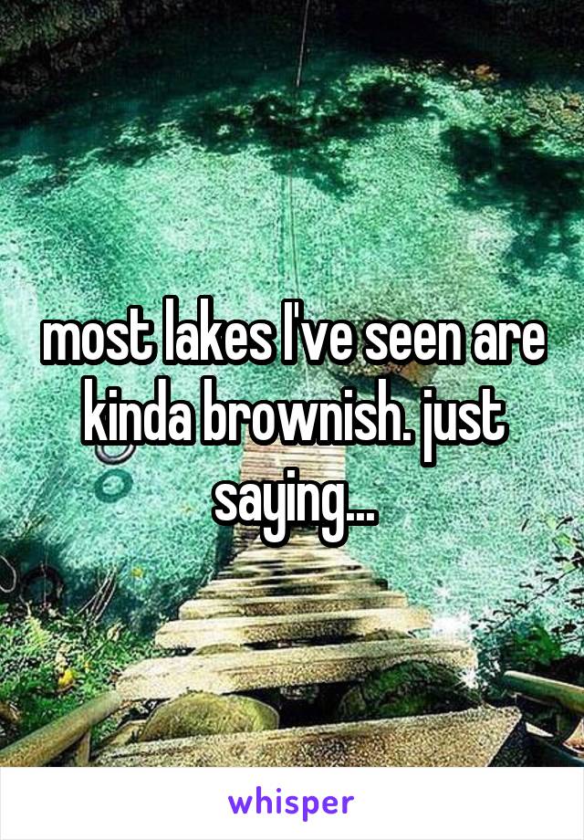 most lakes I've seen are kinda brownish. just saying...