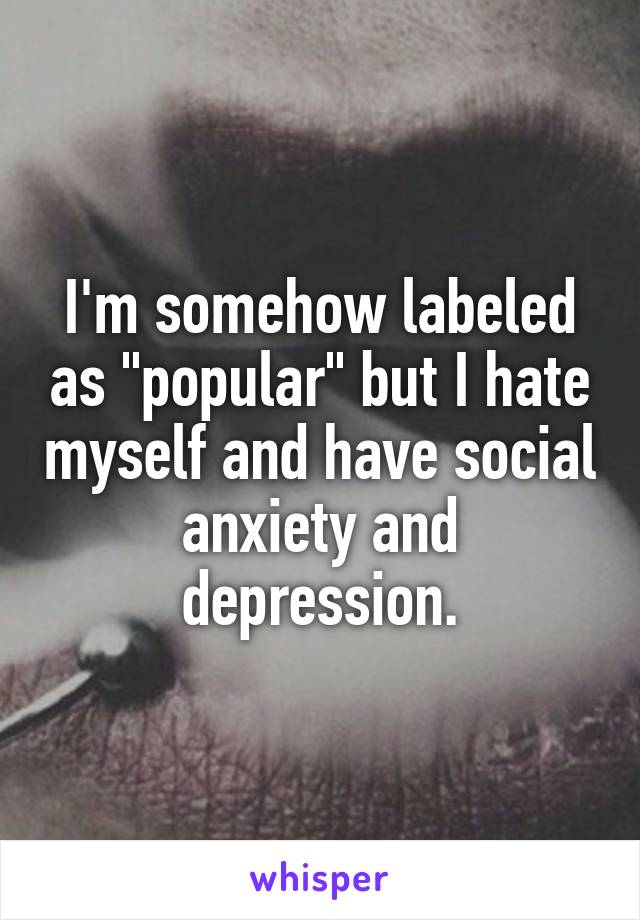 I'm somehow labeled as "popular" but I hate myself and have social anxiety and depression.