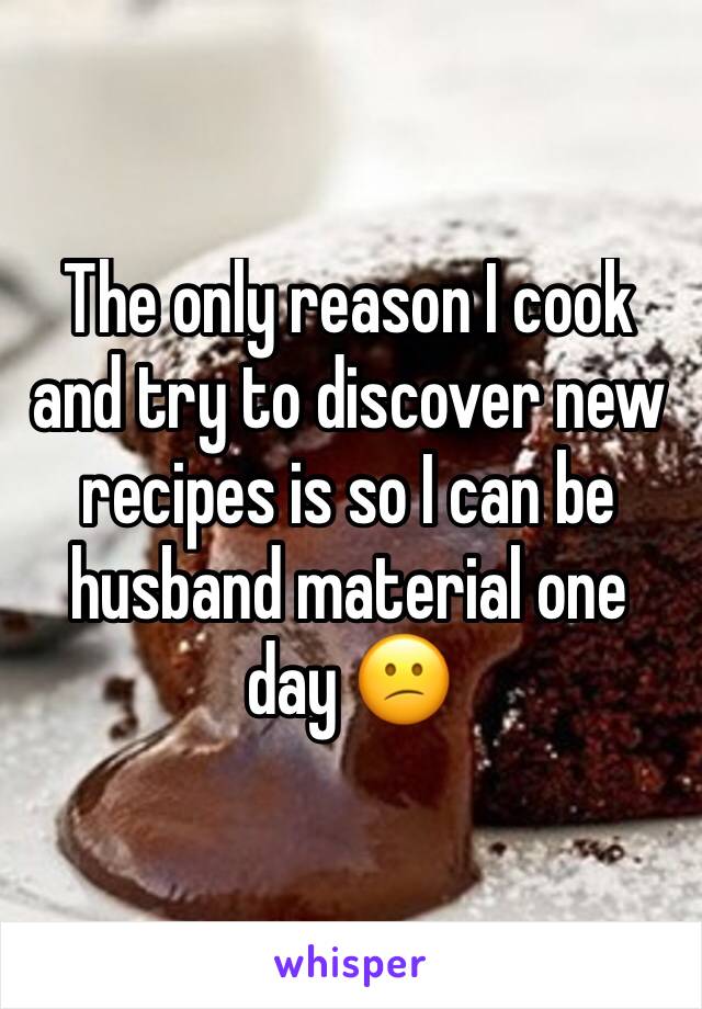 The only reason I cook and try to discover new recipes is so I can be husband material one day 😕