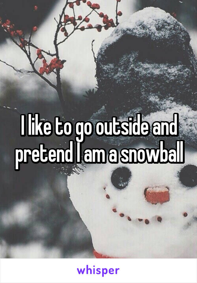 I like to go outside and pretend I am a snowball