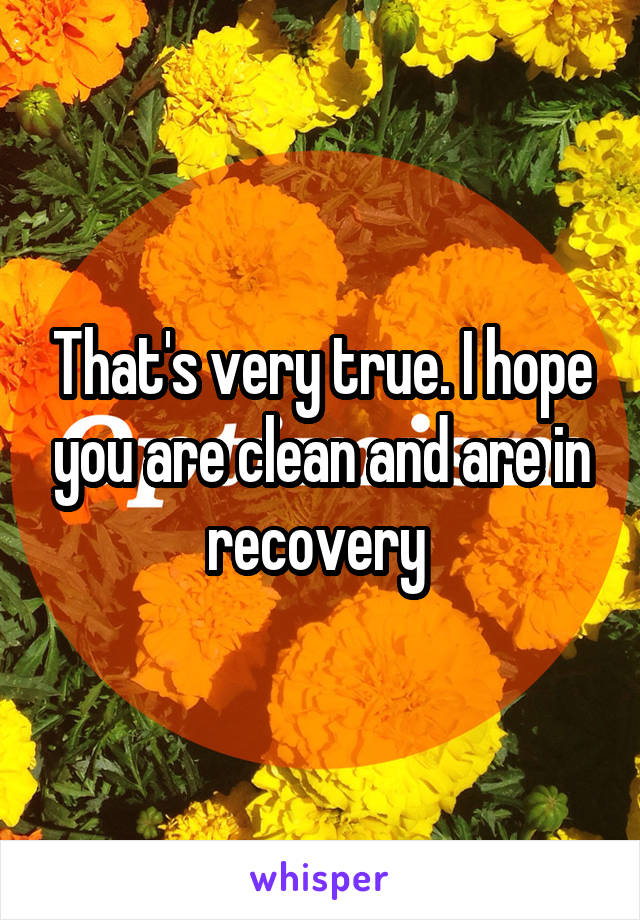 That's very true. I hope you are clean and are in recovery 