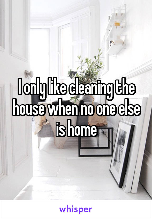 I only like cleaning the house when no one else is home