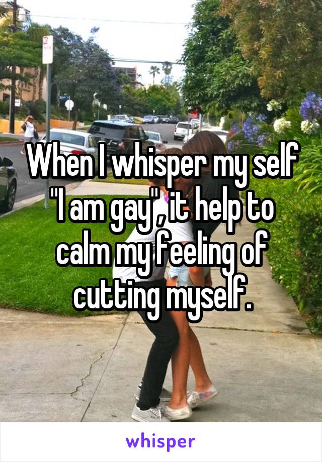 When I whisper my self "I am gay", it help to calm my feeling of cutting myself.