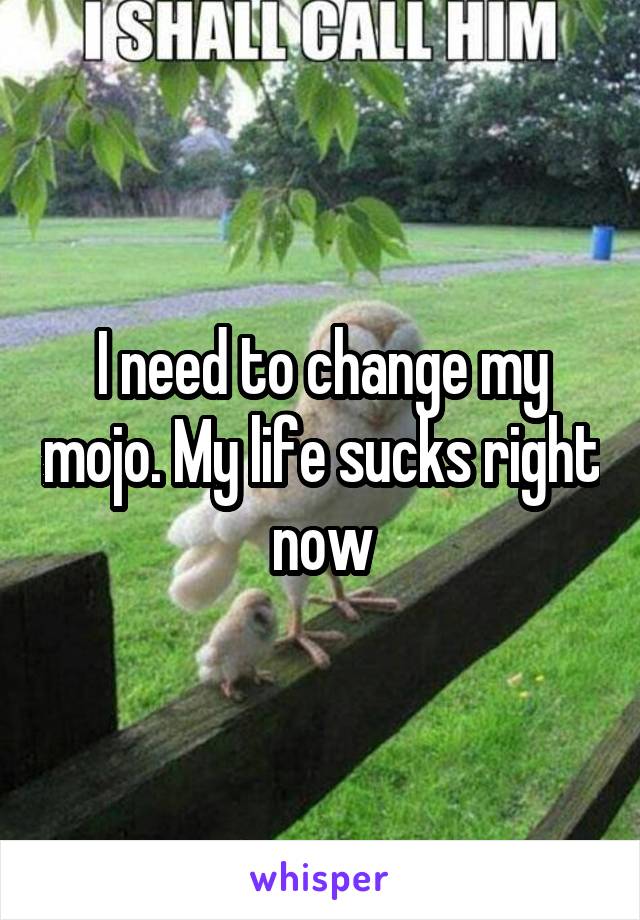 I need to change my mojo. My life sucks right now