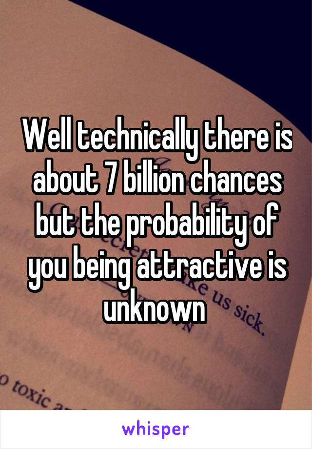 Well technically there is about 7 billion chances but the probability of you being attractive is unknown 