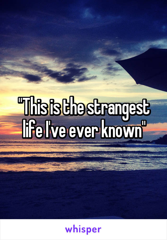 "This is the strangest life I've ever known"