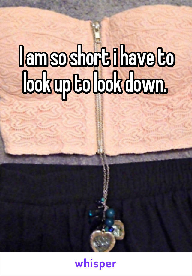 I am so short i have to look up to look down. 




