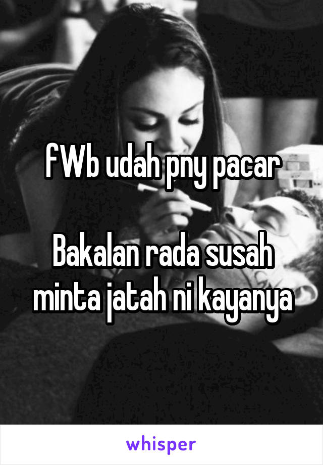 fWb udah pny pacar

Bakalan rada susah minta jatah ni kayanya