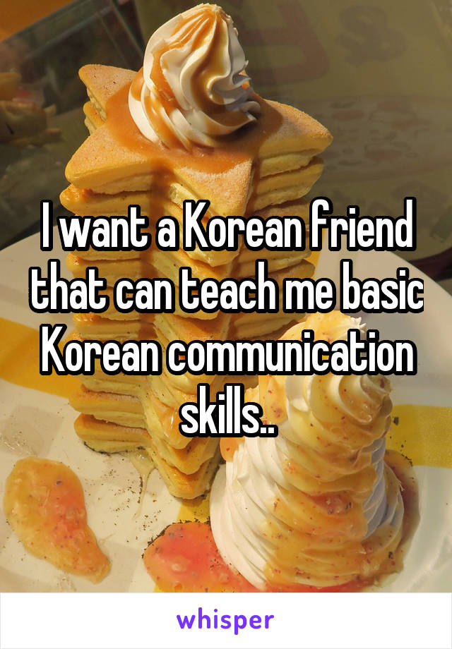 I want a Korean friend that can teach me basic Korean communication skills..