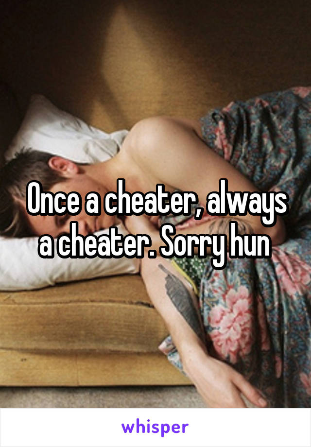 Once a cheater, always a cheater. Sorry hun 