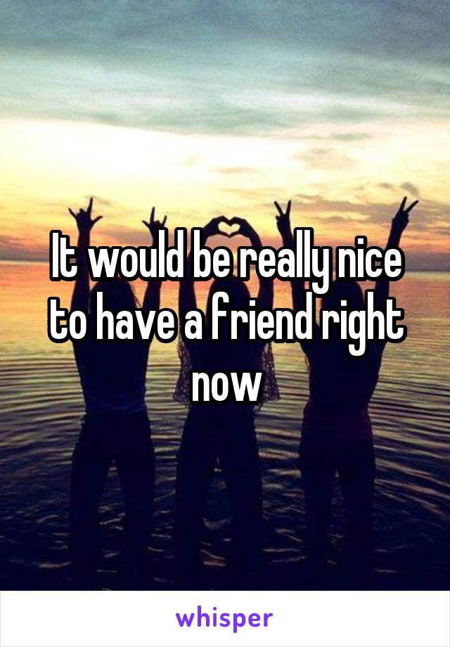 It would be really nice to have a friend right now