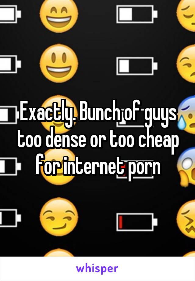 Exactly. Bunch of guys too dense or too cheap for internet porn