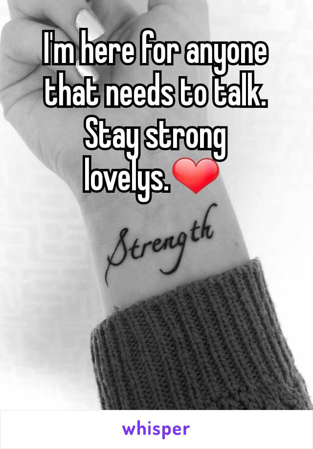 I'm here for anyone that needs to talk. Stay strong lovelys.❤ 