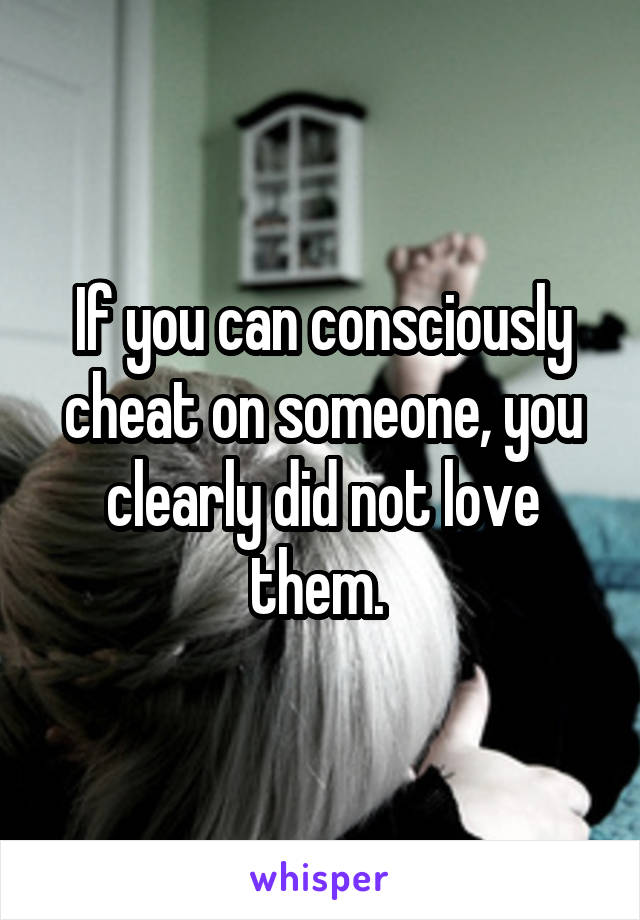 If you can consciously cheat on someone, you clearly did not love them. 