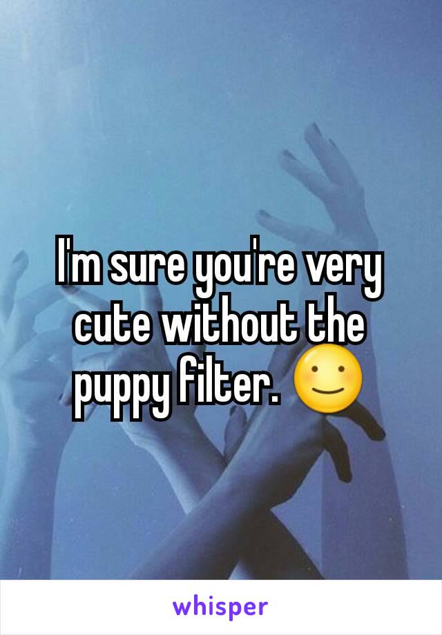 I'm sure you're very cute without the puppy filter. ☺