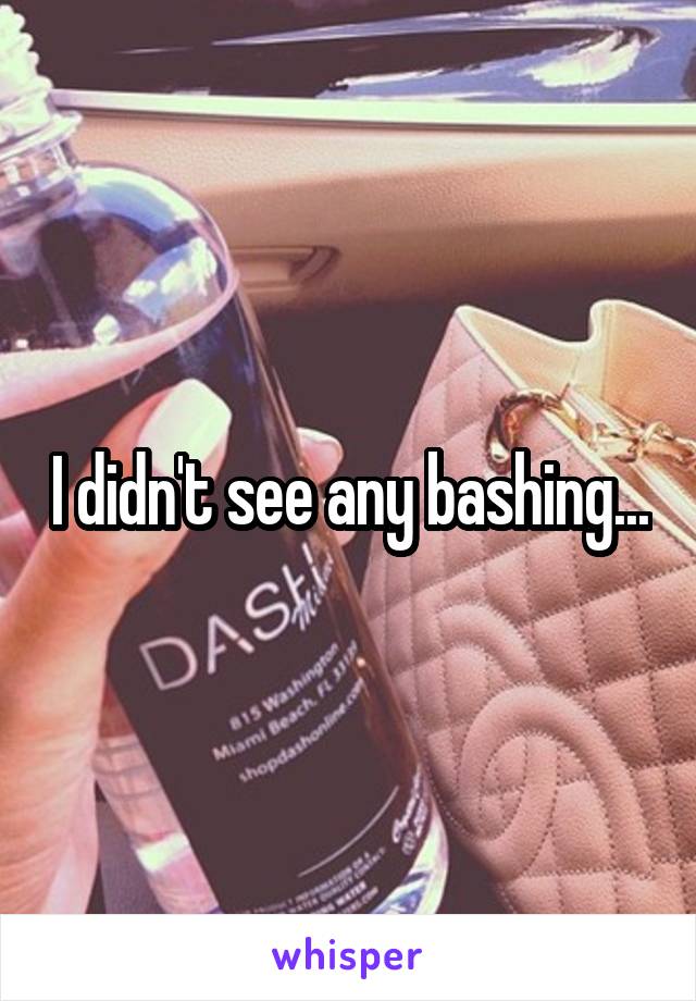 I didn't see any bashing...