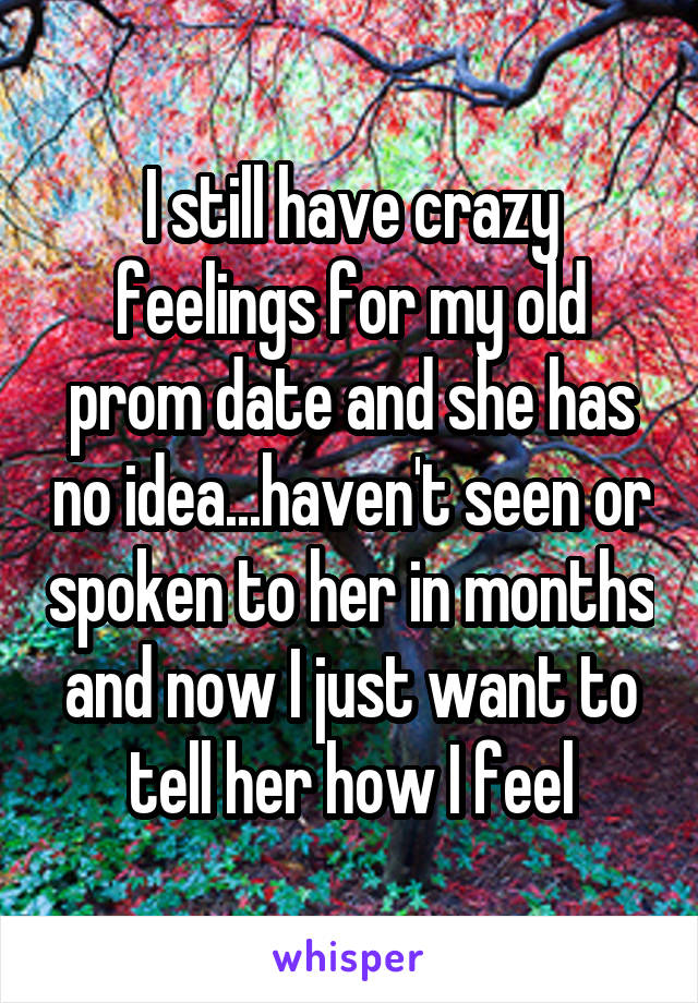 I still have crazy feelings for my old prom date and she has no idea...haven't seen or spoken to her in months and now I just want to tell her how I feel