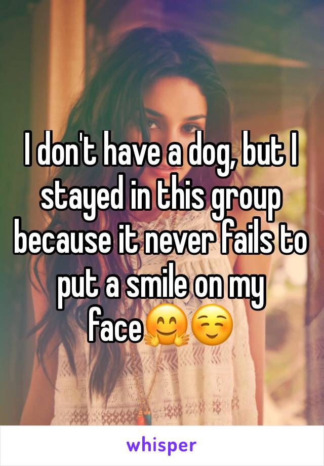 I don't have a dog, but I stayed in this group because it never fails to put a smile on my face🤗☺️