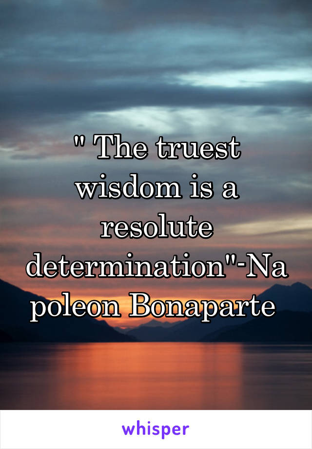 " The truest wisdom is a resolute determination"-Napoleon Bonaparte 