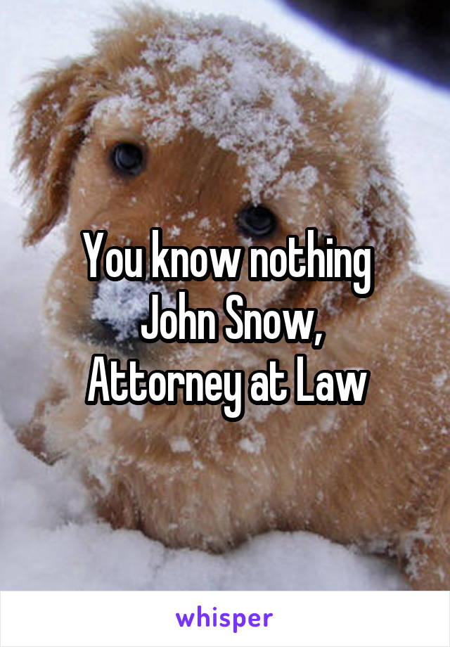 You know nothing
 John Snow,
Attorney at Law