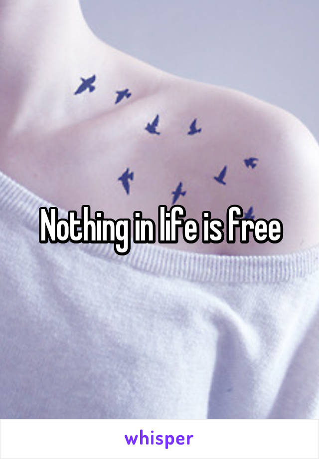 Nothing in life is free