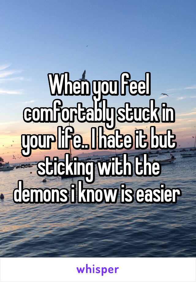 When you feel comfortably stuck in your life.. I hate it but sticking with the demons i know is easier 