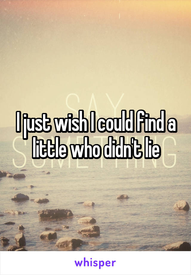 I just wish I could find a little who didn't lie