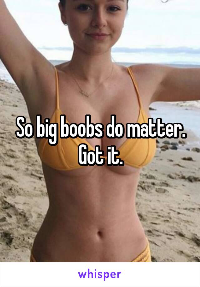 So big boobs do matter. Got it.