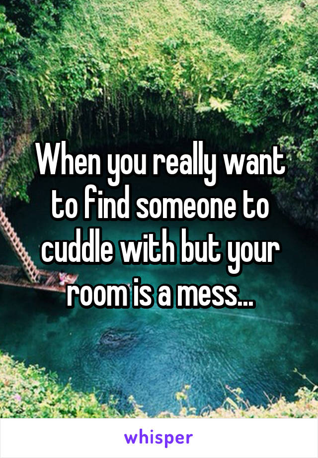 When you really want to find someone to cuddle with but your room is a mess...