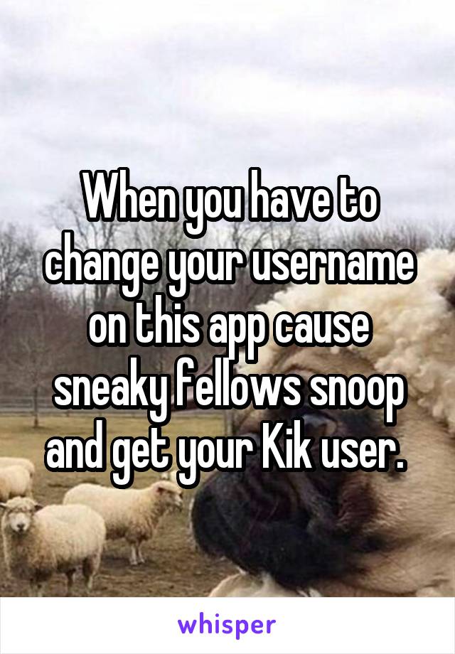 When you have to change your username on this app cause sneaky fellows snoop and get your Kik user. 