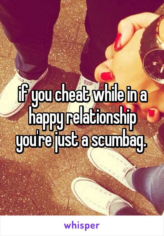 if you cheat while in a happy relationship you're just a scumbag. 