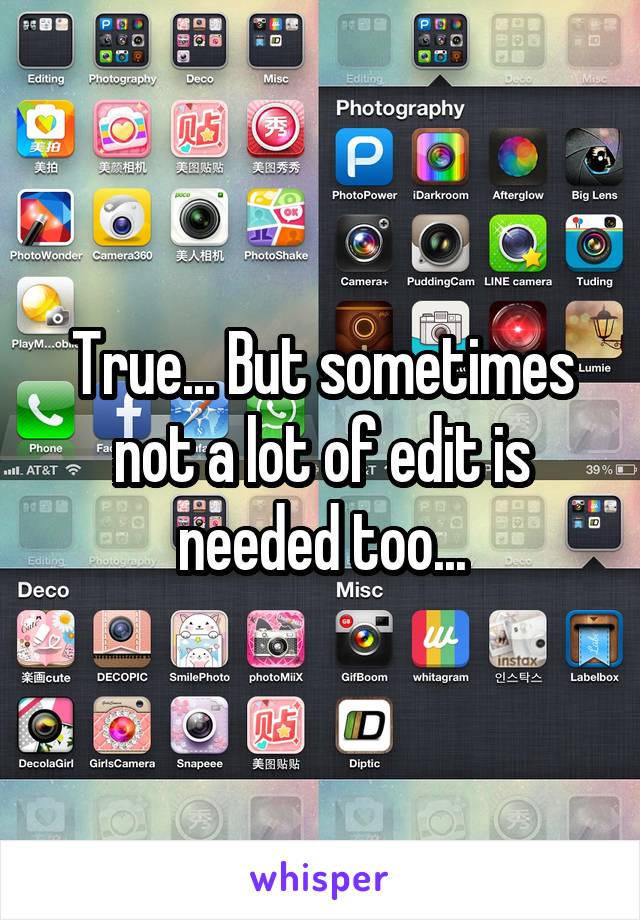 True... But sometimes not a lot of edit is needed too...