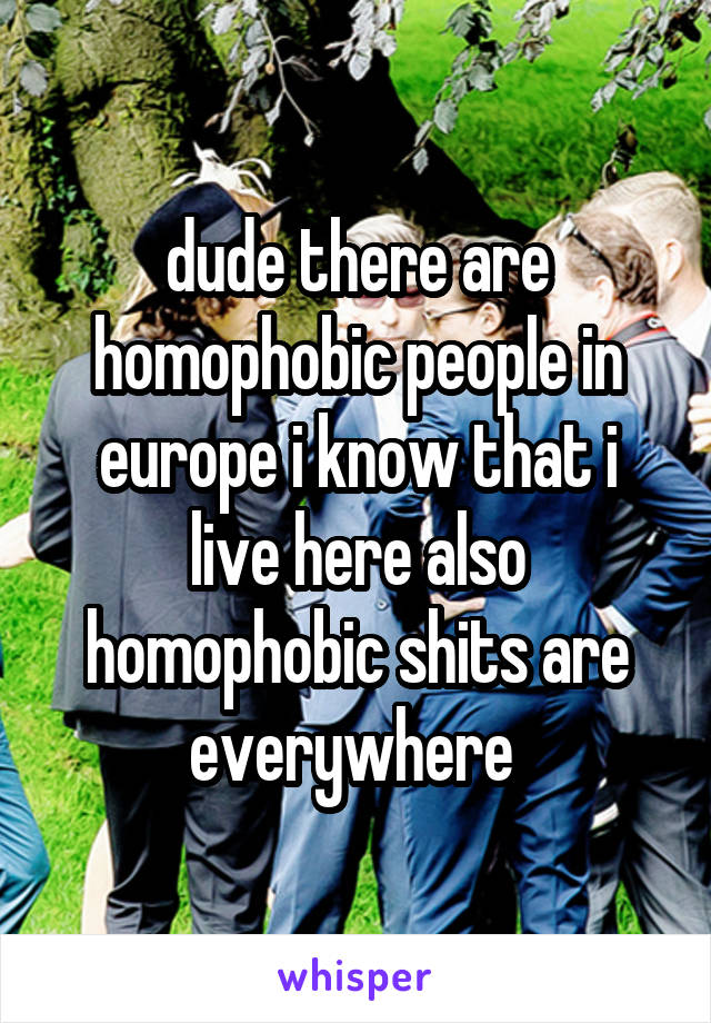 dude there are homophobic people in europe i know that i live here also homophobic shits are everywhere 