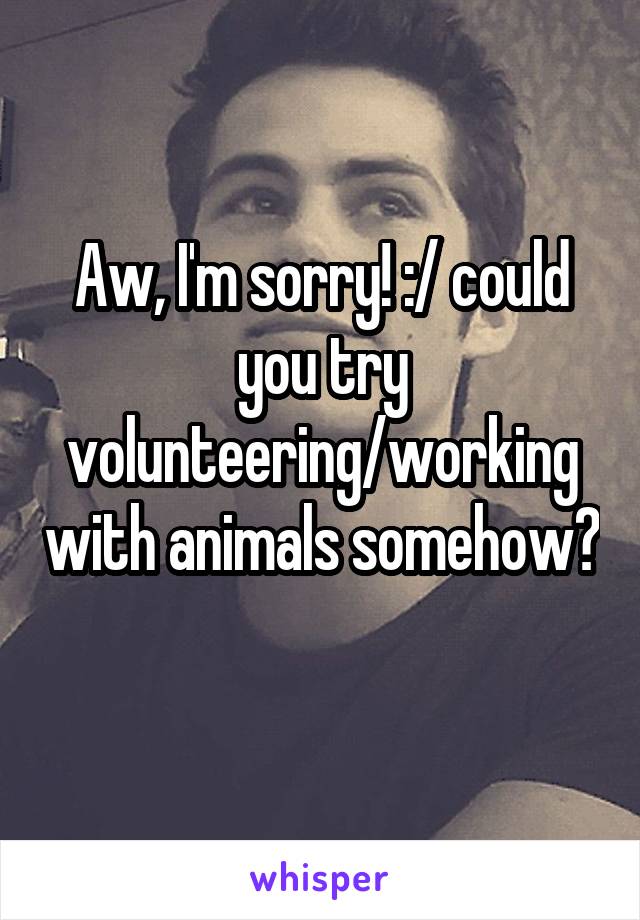 Aw, I'm sorry! :/ could you try volunteering/working with animals somehow? 