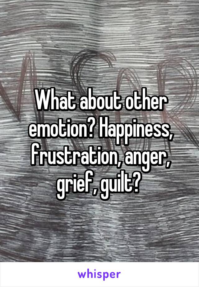 What about other emotion? Happiness, frustration, anger, grief, guilt? 