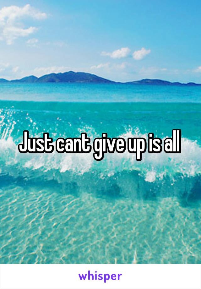 Just cant give up is all 