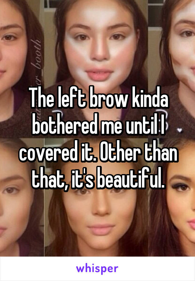 The left brow kinda bothered me until I covered it. Other than that, it's beautiful.