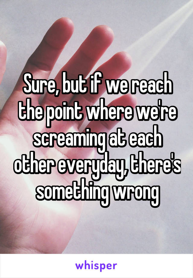 Sure, but if we reach the point where we're screaming at each other everyday, there's something wrong