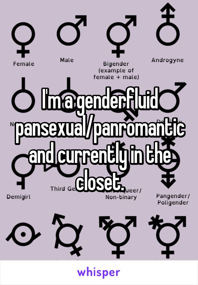 I'm a genderfluid pansexual/panromantic and currently in the closet.