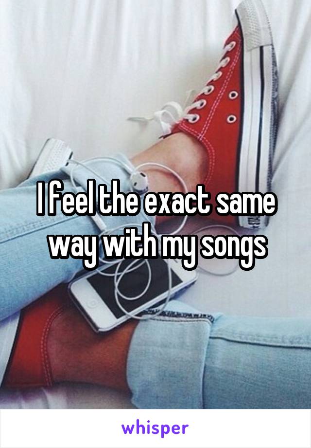 I feel the exact same way with my songs