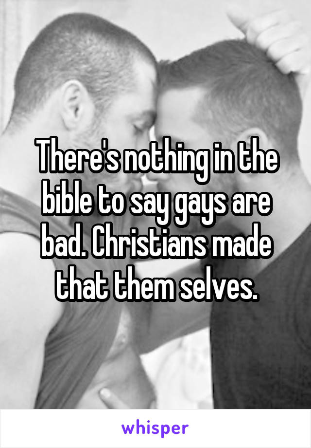 There's nothing in the bible to say gays are bad. Christians made that them selves.