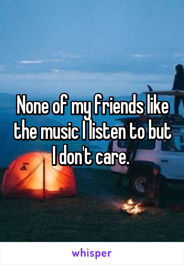 None of my friends like the music I listen to but I don't care. 