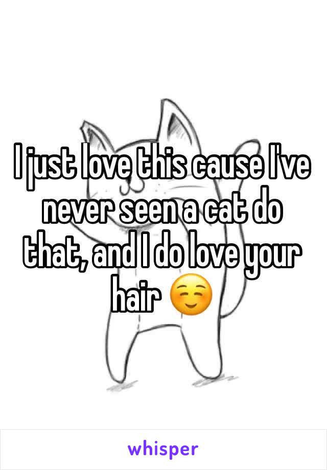 I just love this cause I've never seen a cat do that, and I do love your hair ☺