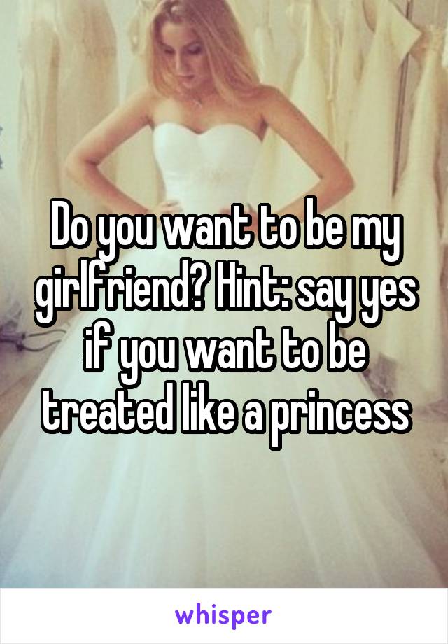 Do you want to be my girlfriend? Hint: say yes if you want to be treated like a princess